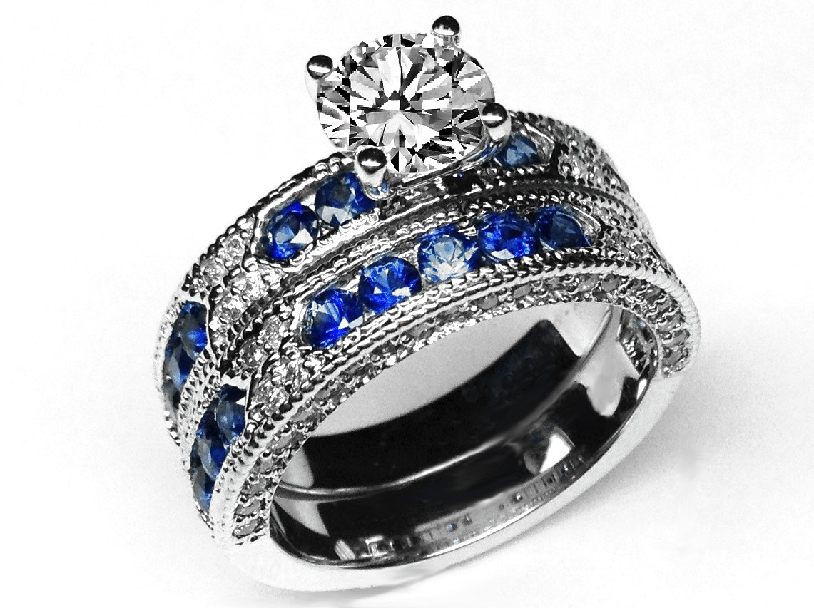 Sapphire Wedding Ring
 Engagement Ring Vintage Engagement Ring Blue Sapphire