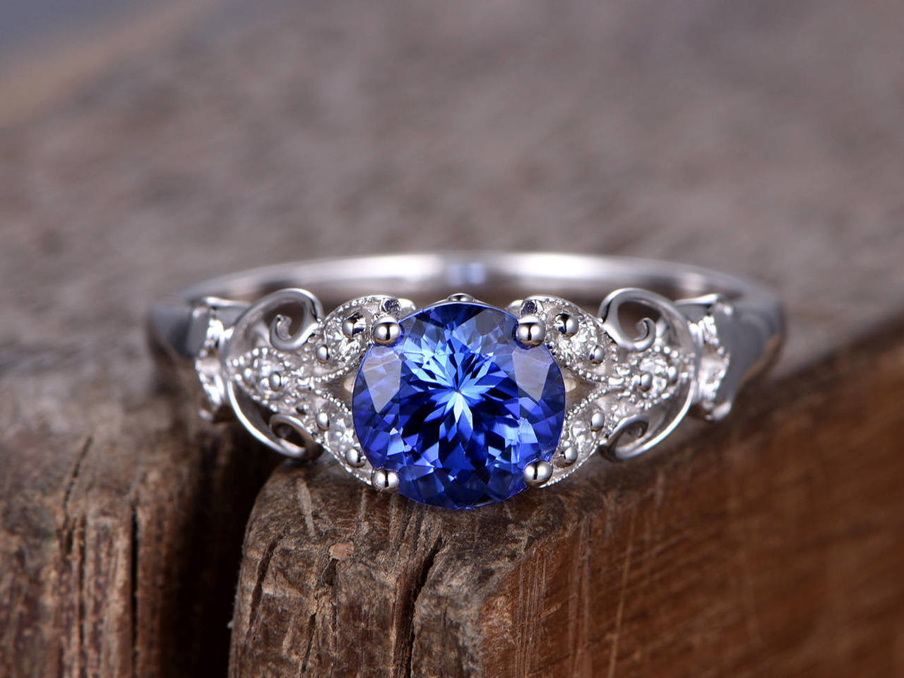 Sapphire Wedding Ring
 Art Deco Blue Sapphire Engagement ring