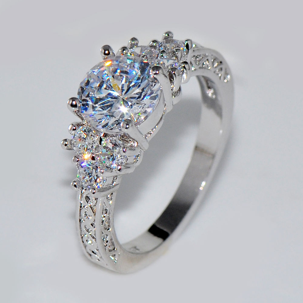 Sapphire Wedding Ring
 5 80 ct Lab diamond White Sapphire Wedding Ring 10KT White