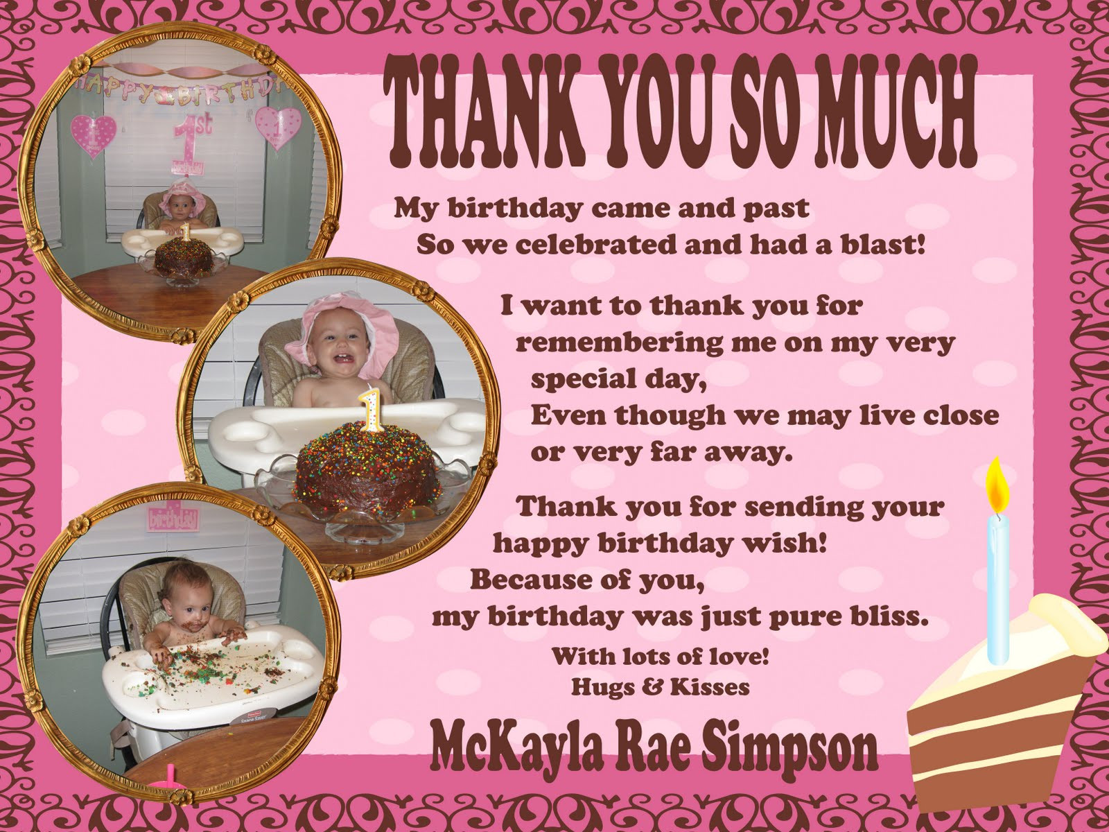 Saying Thank You For Birthday Wishes
 SIMPSONIZED CRAFTS Birthday Thank You Wording