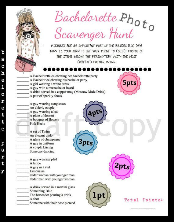 Scavenger Hunt Bachelorette Party Ideas
 Bachelorette Party Scavenger Hunt Game by