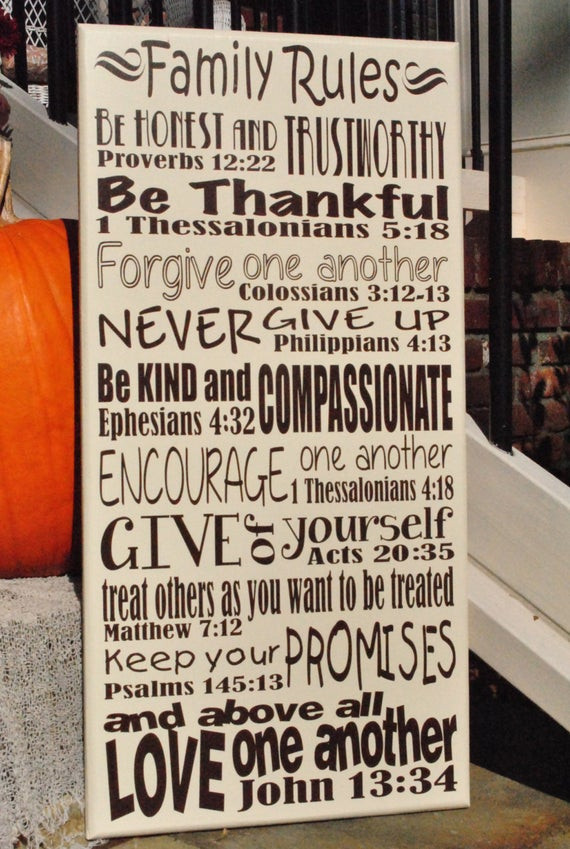 Scripture Quotes About Family
 Family Rules with bible verses 12x24