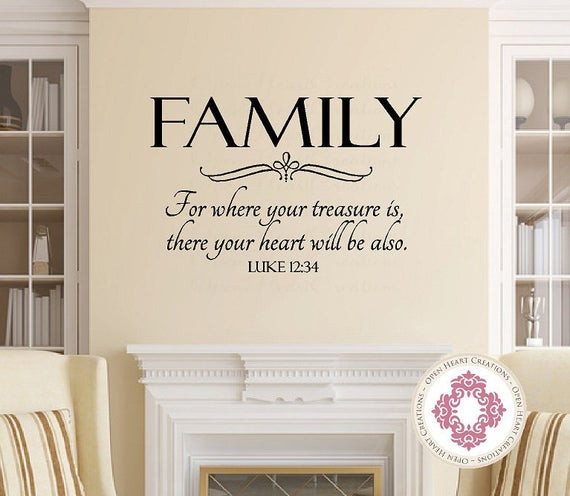 Scripture Quotes About Family
 Family Wall Decal For Where Your Treasure Is Luke 12 34