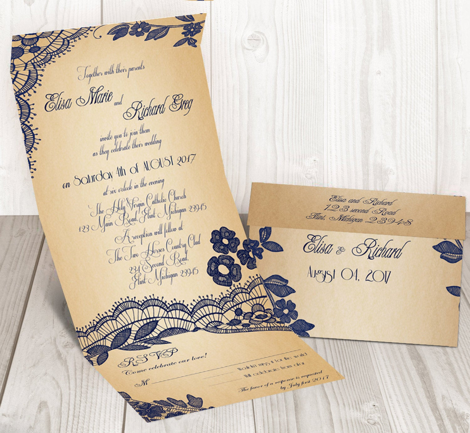 Sending Wedding Invitations
 Elegant Lace seal and send wedding invitation by