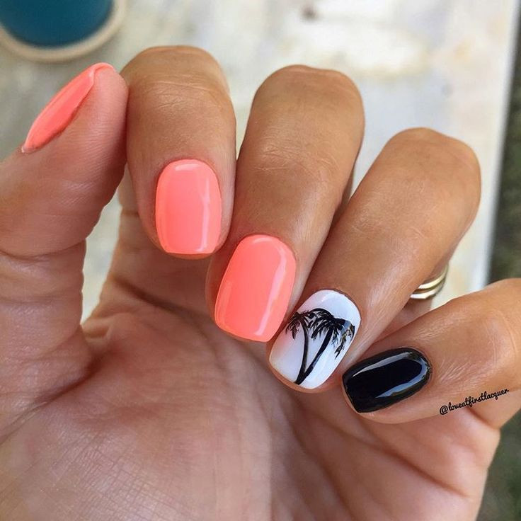 September Nail Colors 2020
 Nail trends 2019 Bright coral pink neon nails with hand