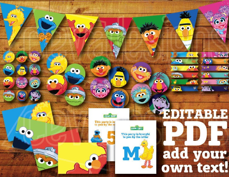 Sesame Street Birthday Decorations
 60 pages Printable Sesame Street Birthday Decoration Sesame