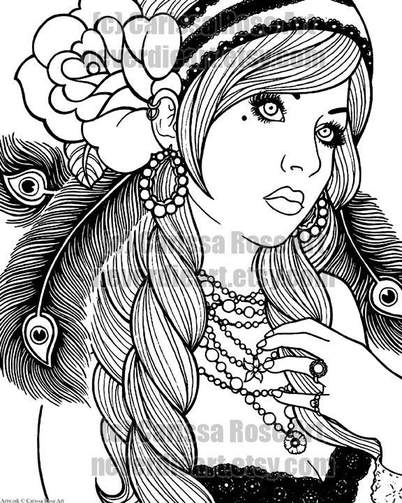 Sexy Girls Printable Coloring Pages
 Digital Download Print Your Own Coloring Book Outline Page