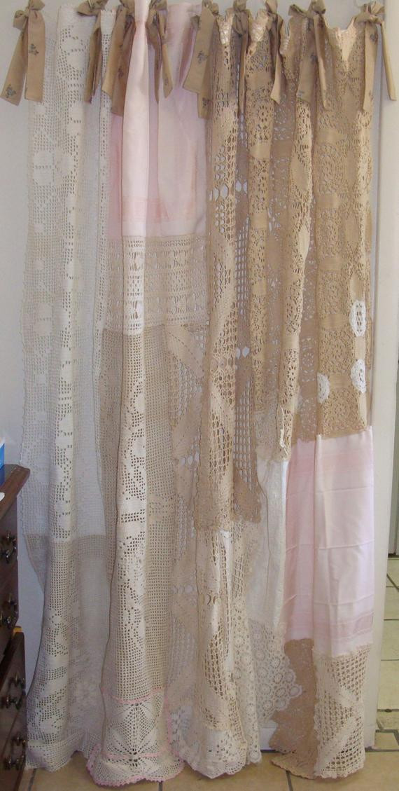 Shabby Chic Bedroom Curtains
 Shabby Chic Shower Curtain Vintage Crochet Vintage Linen