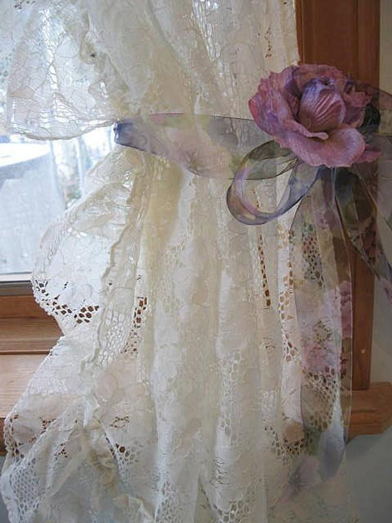 Shabby Chic Bedroom Curtains
 Lace Curtains Frilly Curtains Shabby Chic by mailordervintage