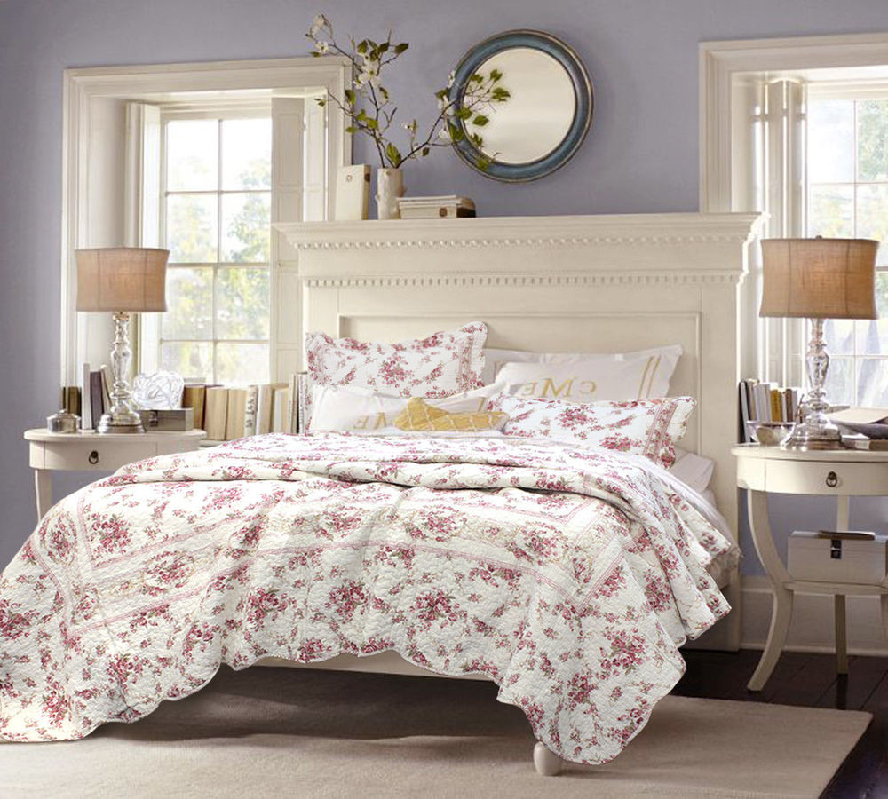 Shabby Chic Bedroom Furniture Sets
 Shabby Chic Vintage Cottage Pink Rose Floral 3 Pcs Cotton