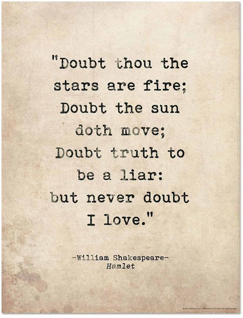 Shakespeare Quotes Love
 Romantic Quote Poster Doubt Thou the Stars are Fire