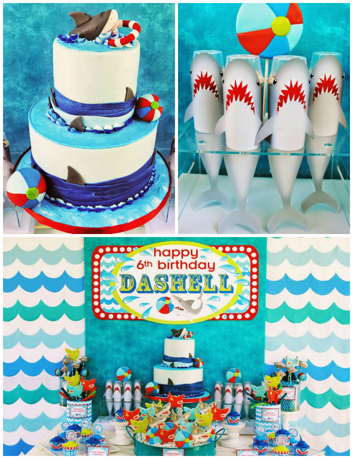 Shark Birthday Decorations
 Kara s Party Ideas Wet N Wild Shark Themed Birthday Party
