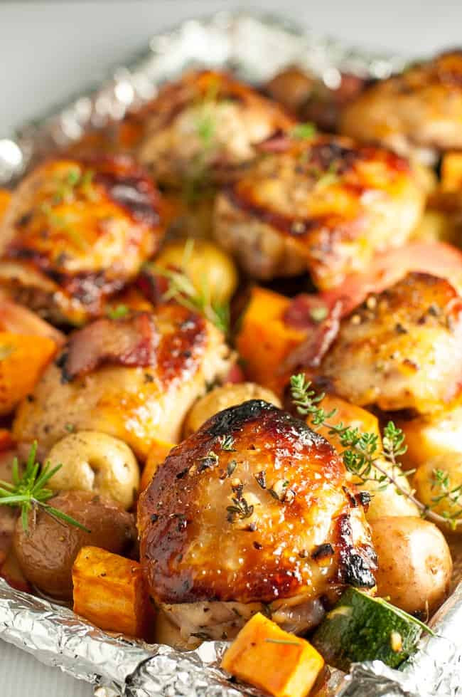 Sheet Pan Boneless Chicken Thighs
 Sheet Pan Chicken and Roasted Harvest Ve ables Flavour