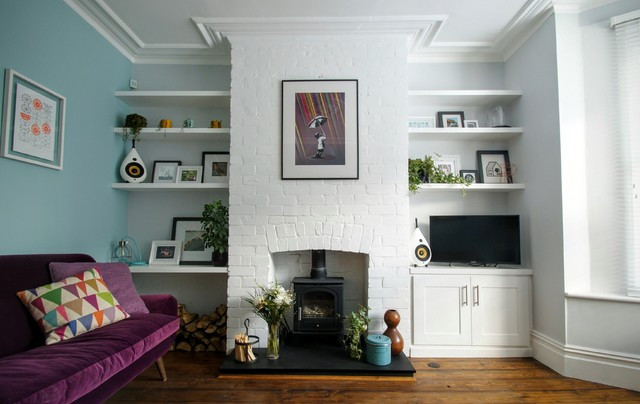 Shelves For Living Room Modern
 Modern White Alcove Shelving and Cupboards Modern