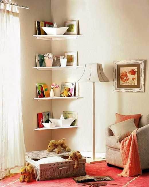 Shelves In Kids Room
 Simple DIY Corner Book Shelves Adding Storage Spaces to