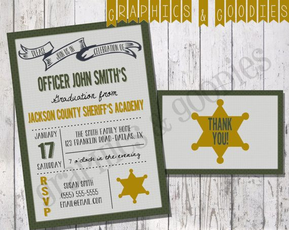 Sheriff Academy Graduation Party Ideas
 Sheriff Academy Graduation Invitation W by
