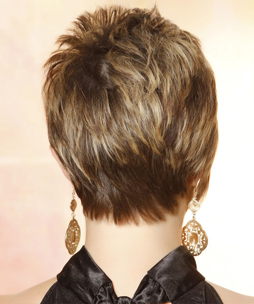 Short Haircuts Front And Back
 Short Straight Caramel Brunette Hairstyle with Side Swept