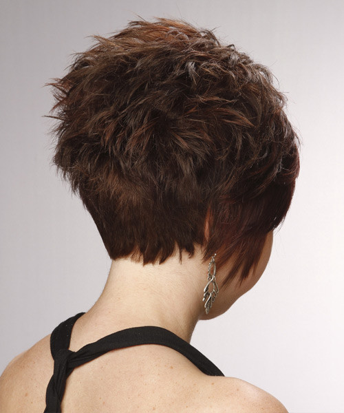 Short Haircuts Front And Back
 Layered Chocolate Brunette Pixie Cut with Side Swept Bangs