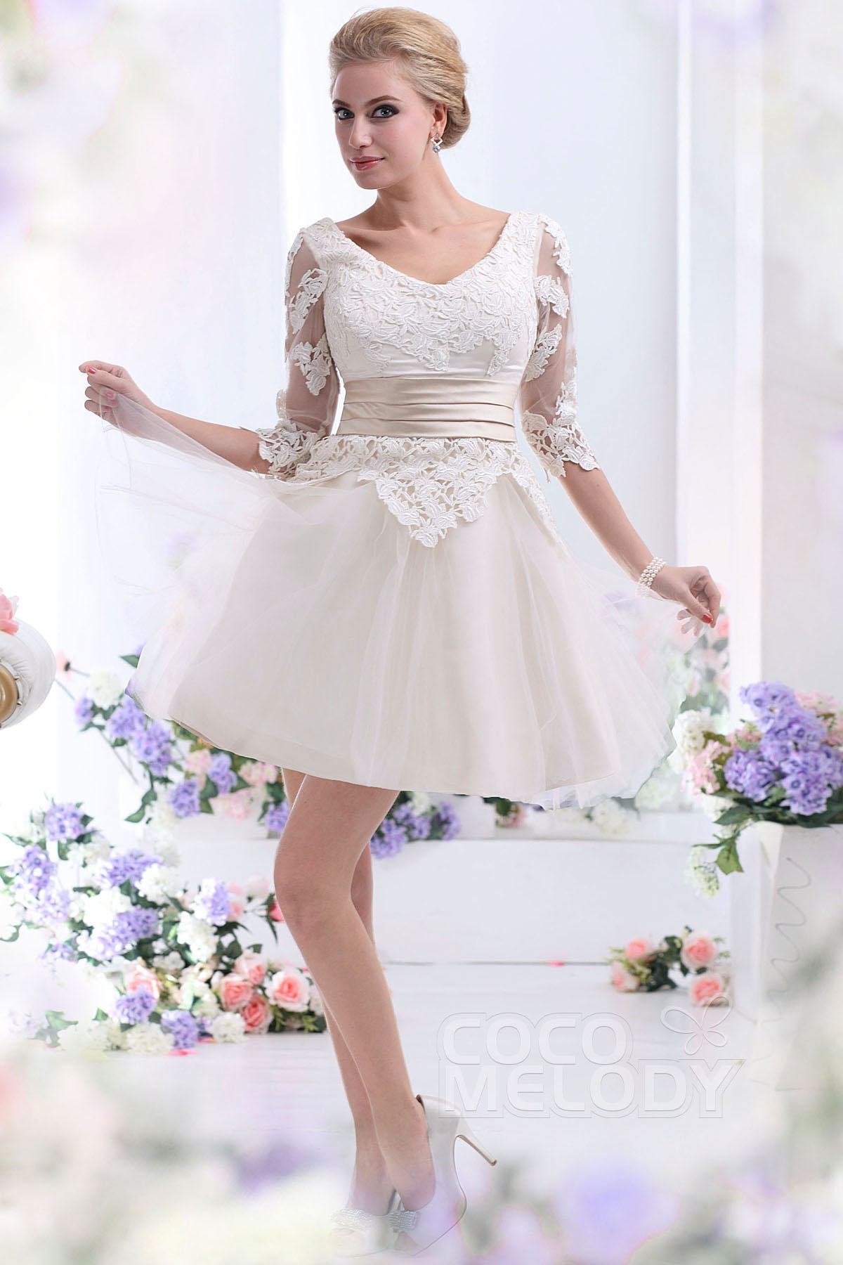 Short Wedding Gown
 A Line Short Mini Tulle Wedding Dress CWLK