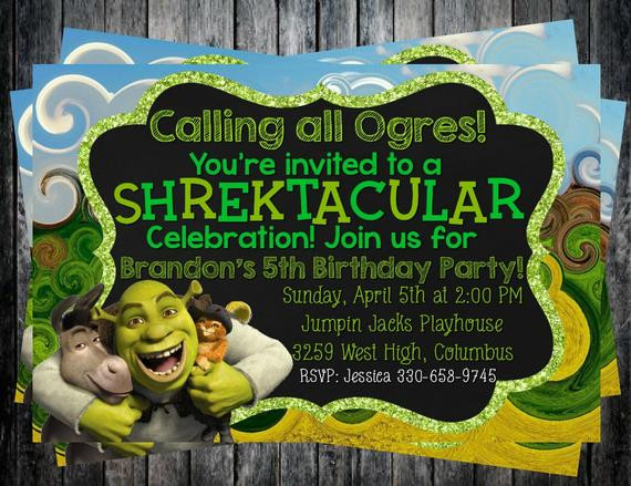 Shrek Birthday Party
 Shrek Birthday Party Invitation Digital File Any Age