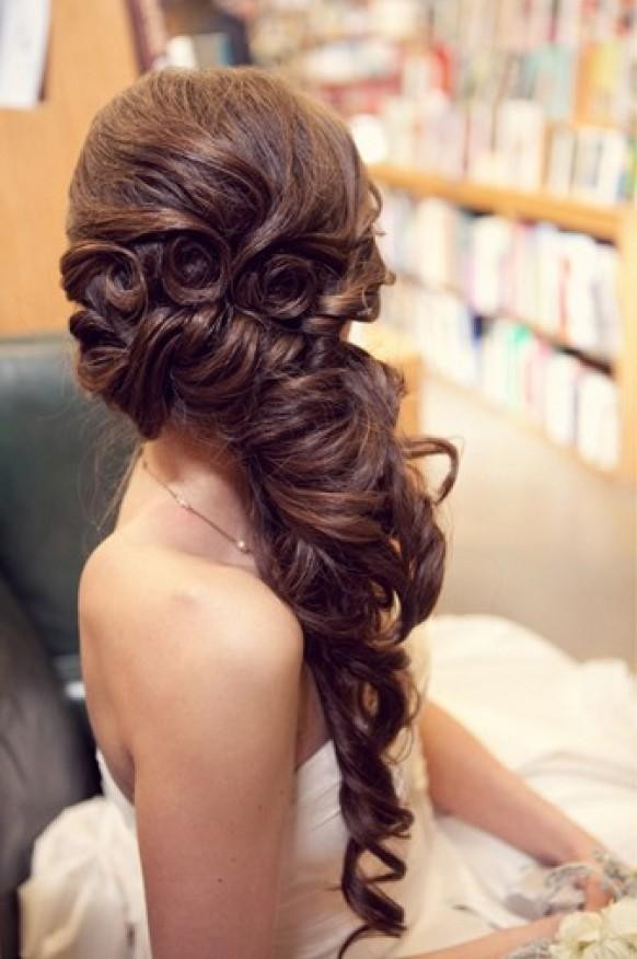 Side Swept Hairstyle For Wedding
 Gorgeous Long Wedding Hairstyle ♥ Wavy Long And Side Swept