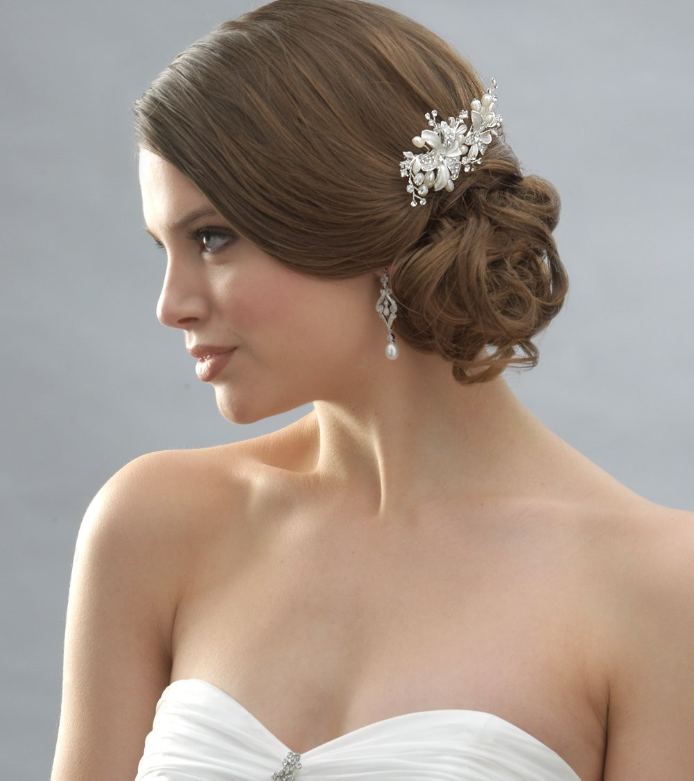 Side Wedding Hairstyle
 Side Bridal b Wedding Hair Piece with Flowers
