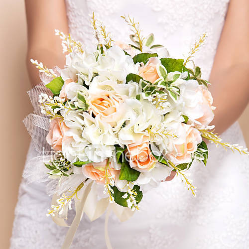 Silk Flowers Wedding
 Wedding Flowers Round Roses Bouquets Wedding Silk Orange