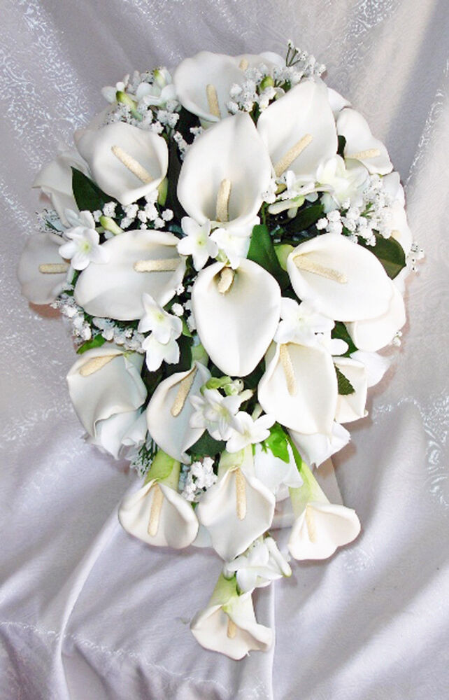 Silk Flowers Wedding
 Full Wedding Set Calla Lilies Stephanotis White Silk