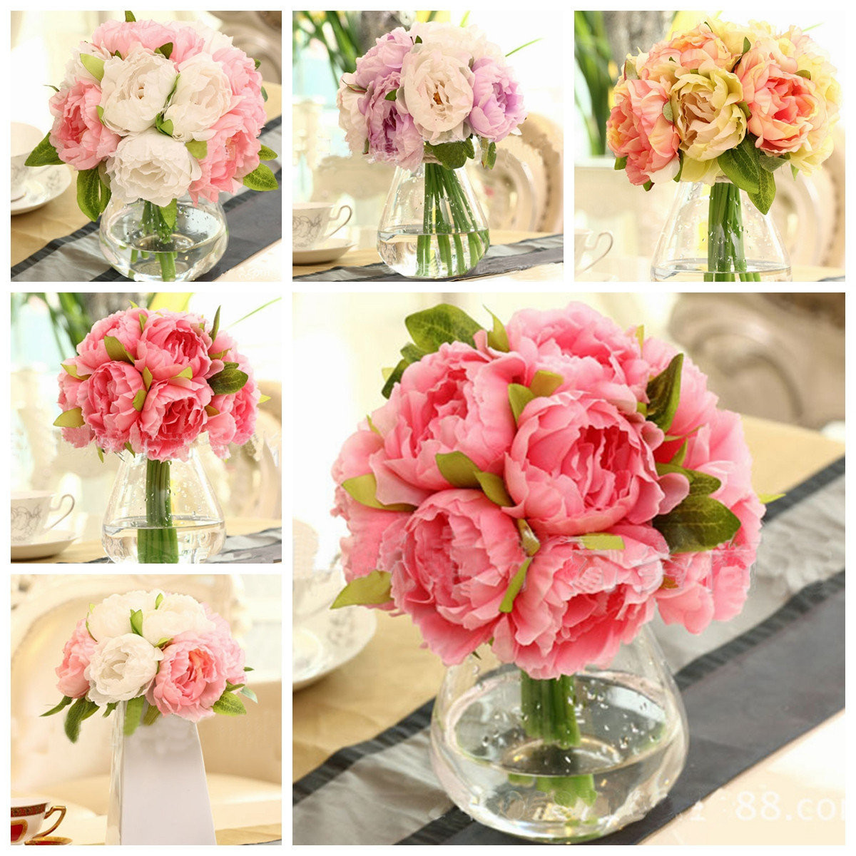 Silk Wedding Flowers Cheap
 10 Heads Artificial Silk Flower Peony Wedding Bouquet