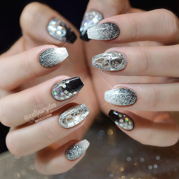 Silver And Black Nail Designs
 Black and White Nail Designs Best Art Ideas For You