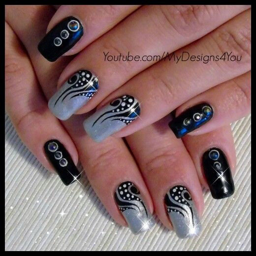 Silver And Black Nail Designs
 Beautiful in 2019