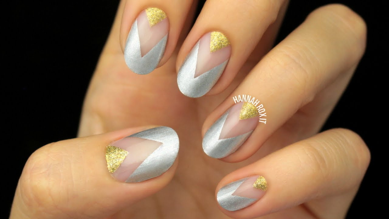 Silver And Gold Nail Designs
 Party Nails Gold & Silver Negative Space