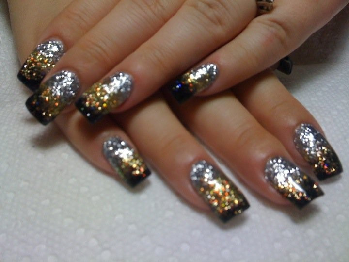 Silver And Gold Nail Designs
 Mgd nails black gold silver My nails