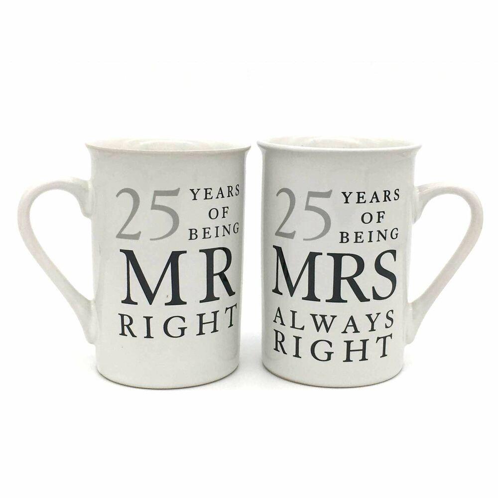 Silver Anniversary Gift Ideas
 25th Silver Wedding Anniversary Mugs Gift Set WG