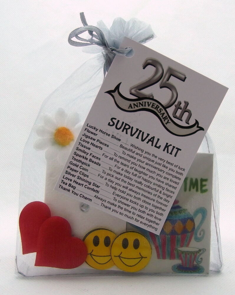 Silver Anniversary Gift Ideas
 25th Silver Wedding Anniversary SURVIVAL KIT Novelty Gift