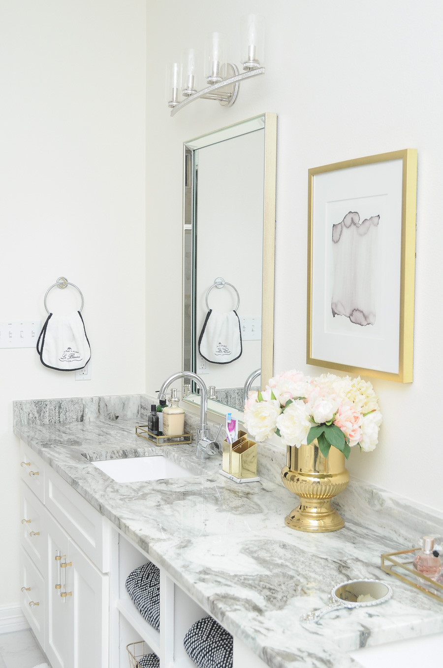 Silver Bathroom Decor
 Glam Gold & White Master Bathroom Refresh