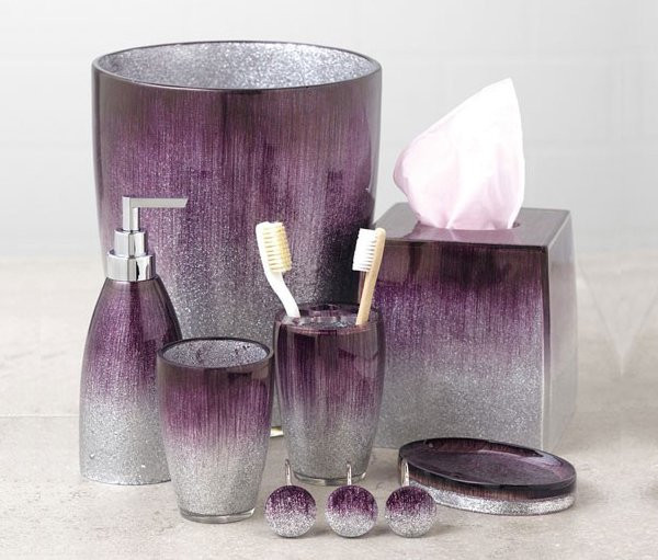 Silver Bathroom Decor
 15 Elegant Purple Bathroom Accessories