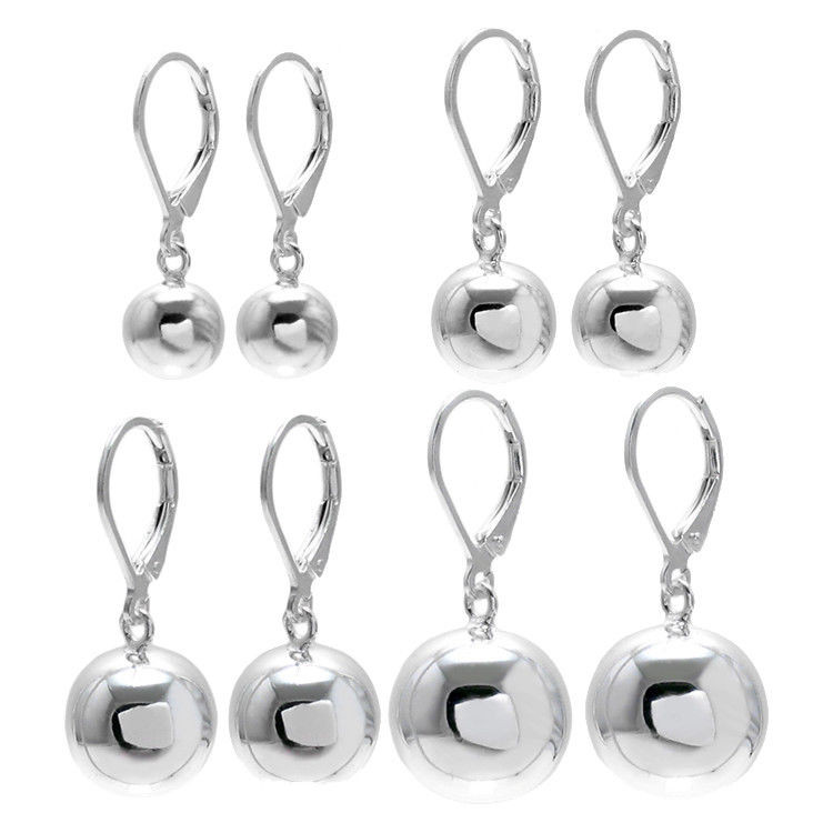Silver Drop Earrings
 925 Sterling Silver Ball Drop Earrings with Lever Back 4