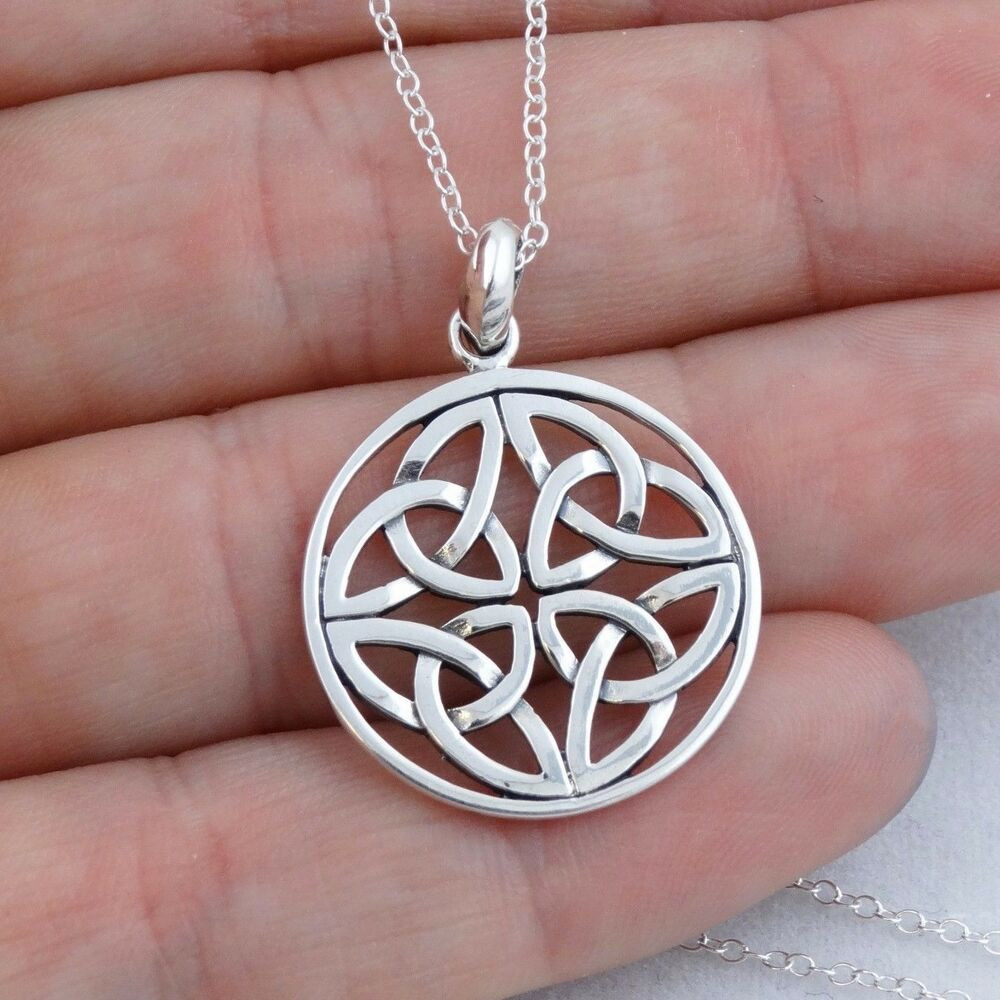 Silver Pendant Necklace
 Celtic Trinity Knot Pendant Necklace 925 Sterling Silver