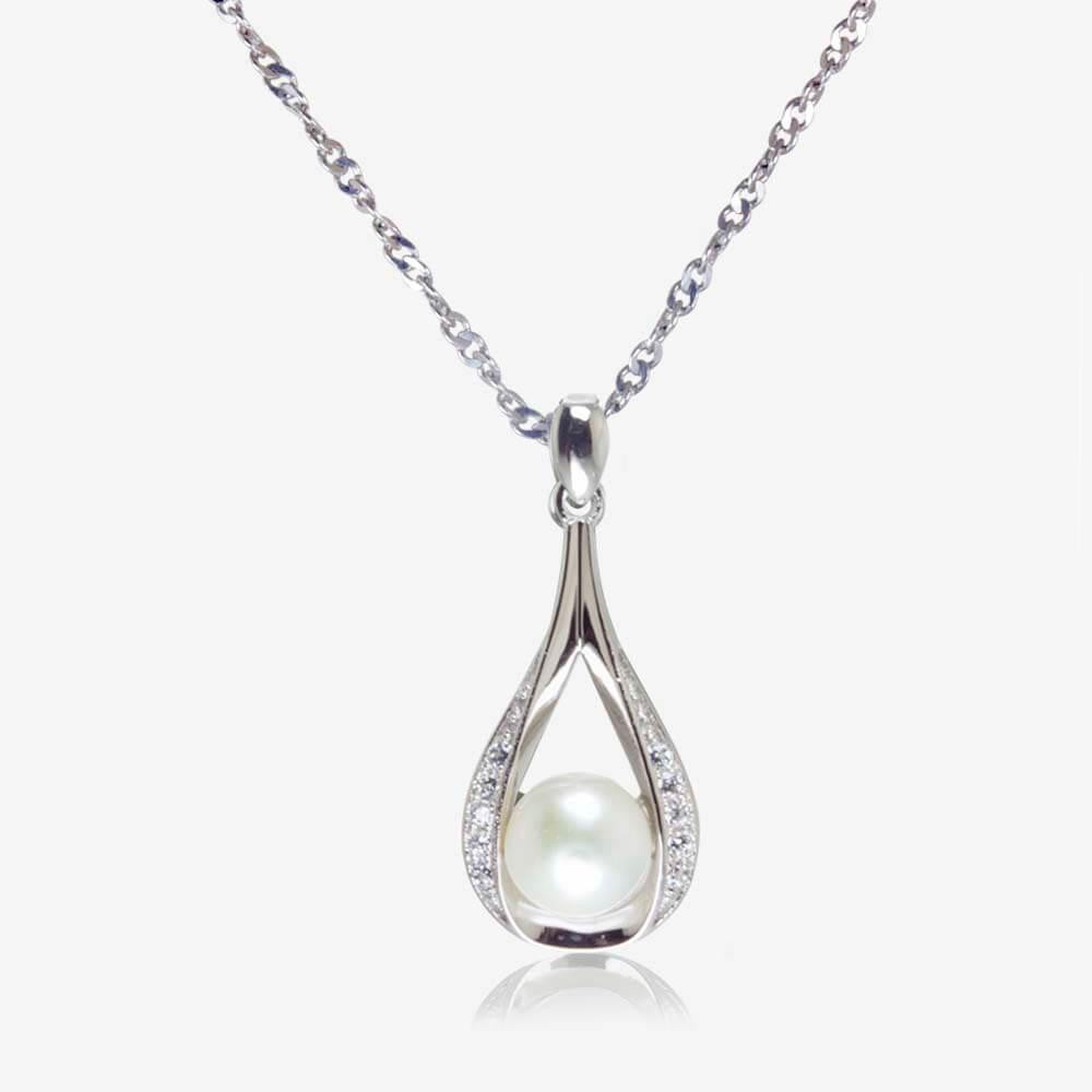 Silver Pendant Necklace
 The Suzette Sterling Silver Cultured Freshwater Pearl Necklace
