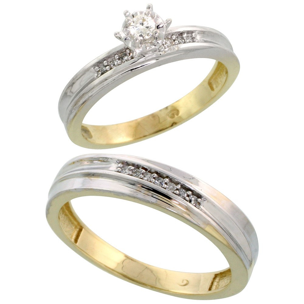 Silver Wedding Ring Sets For Him And Her
 Gold Plated Sterling Silver 2 Piece Diamond Wedding