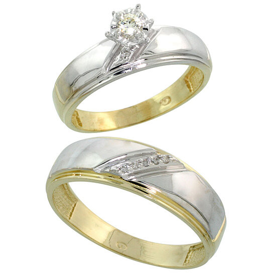 Silver Wedding Ring Sets For Him And Her
 Buy Gold Plated Sterling Silver 2 Piece Diamond Wedding
