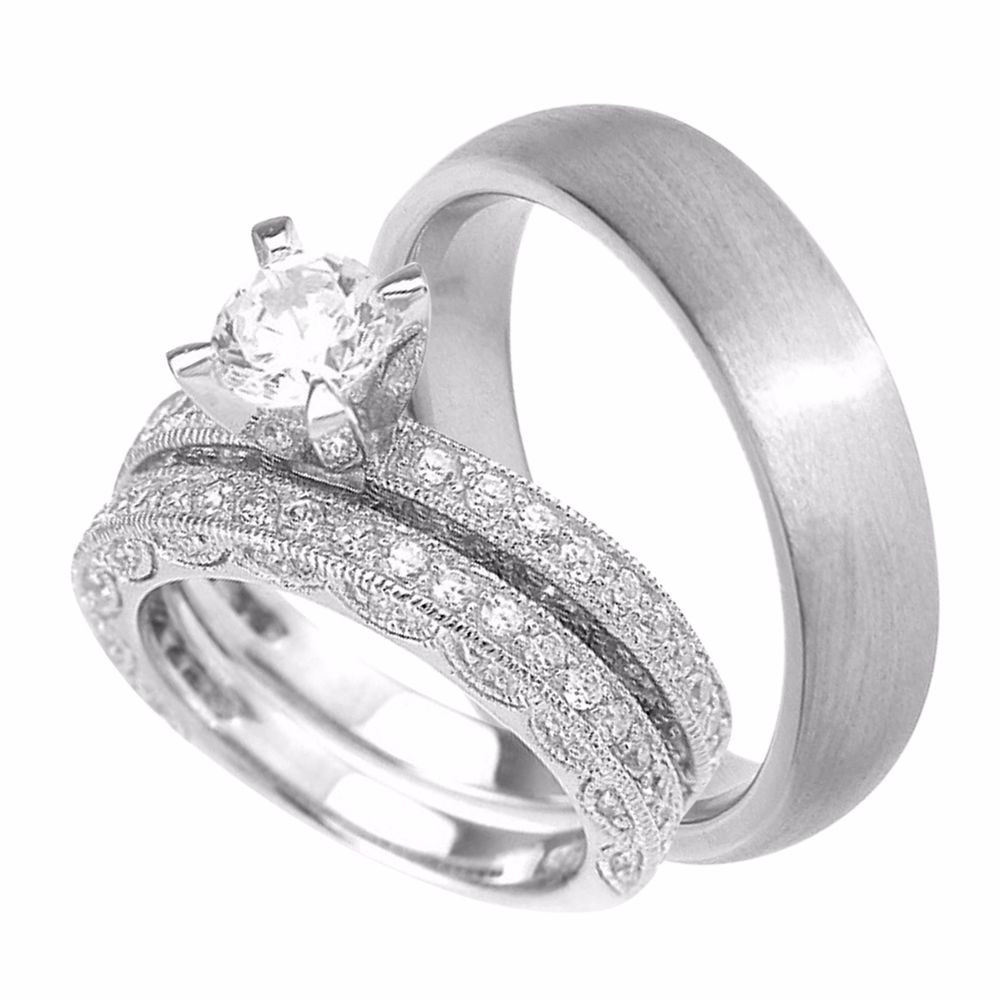 Silver Wedding Ring Sets For Him And Her
 His and Her Wedding Rings Set Sterling Silver Wedding