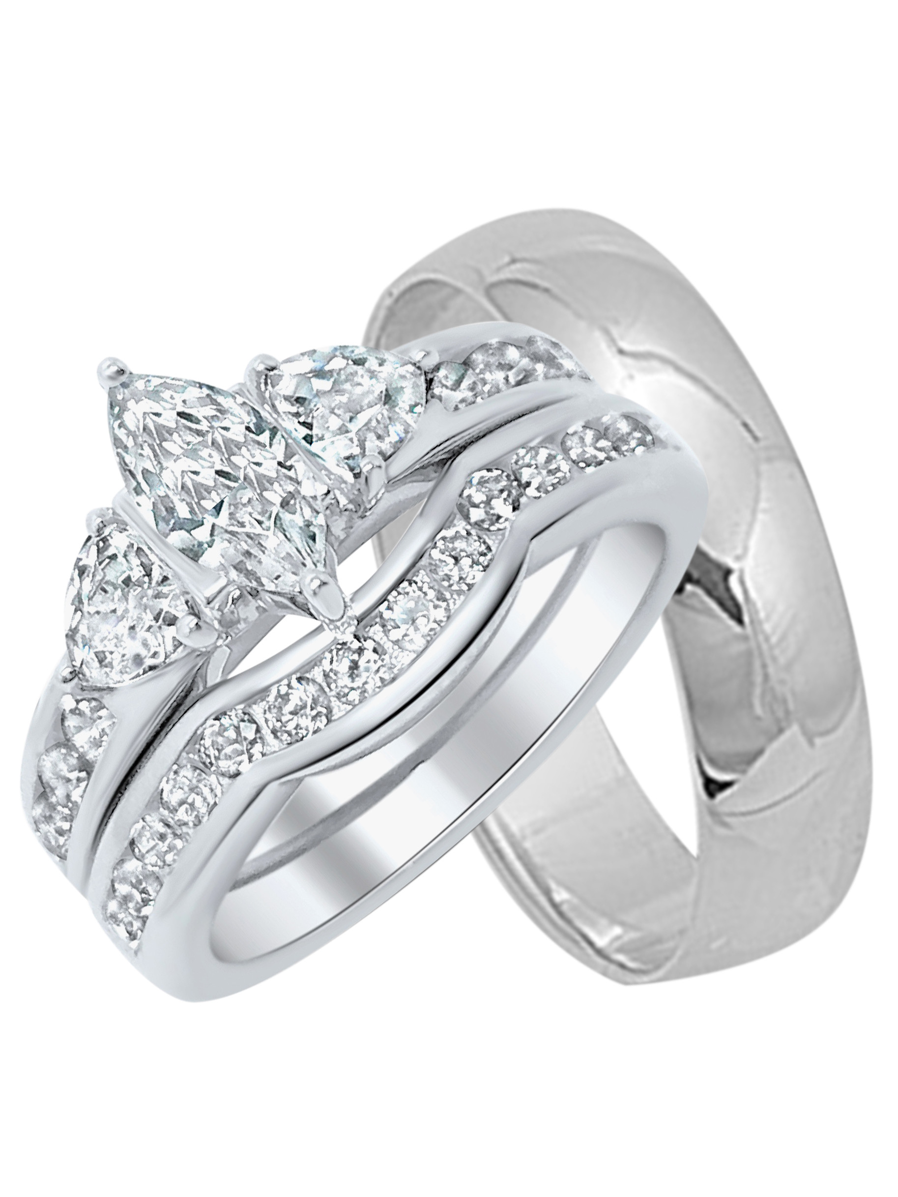 Silver Wedding Ring Sets For Him And Her
 LaRaso & Co His and Her Wedding Rings Set Sterling