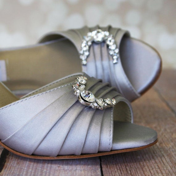 Silver Wedding Shoes For Bridesmaids
 Silver Wedding Shoes Gray Bridal Heels by