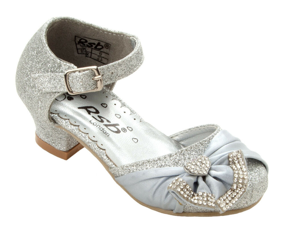Silver Wedding Shoes For Bridesmaids
 GIRLS SILVER GLITTER DIAMANTE BRIDESMAID WEDDING PARTY