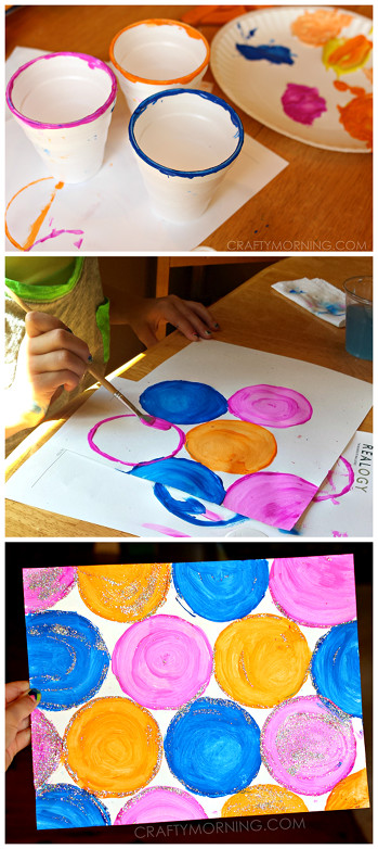 Simple Art Projects For Preschool
 Easy Circle Cup Painting for Kids Craft inspired by