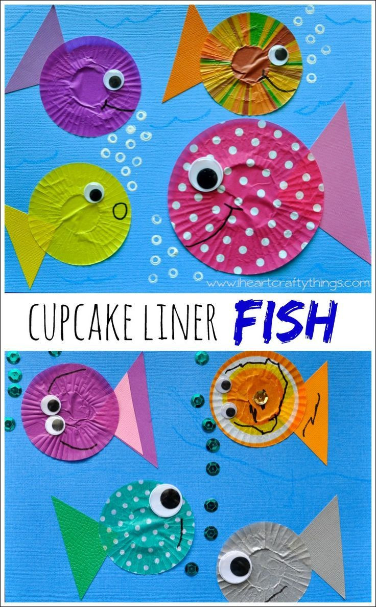 Simple Art Projects For Preschool
 Fish Kids Craft out of Cupcake Liners
