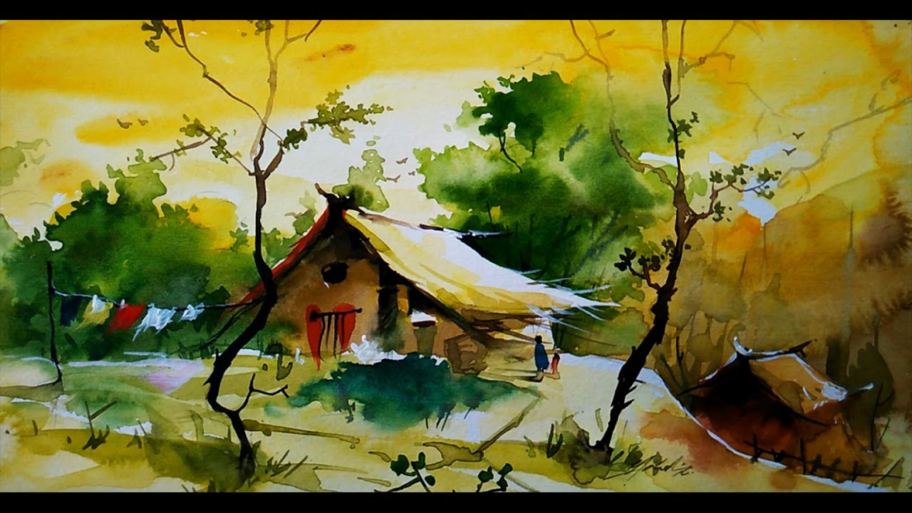 Simple Landscape Painting
 Simple Water Color landscape For beginners by Paintlane