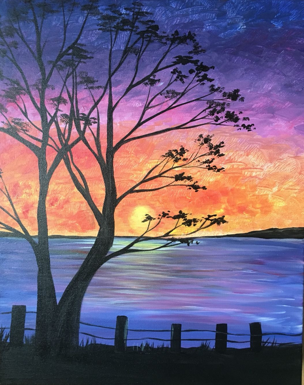 Simple Landscape Painting
 Sunset by the Bay in 2019